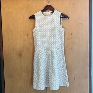 White and gold Ann Taylor knee length dress.